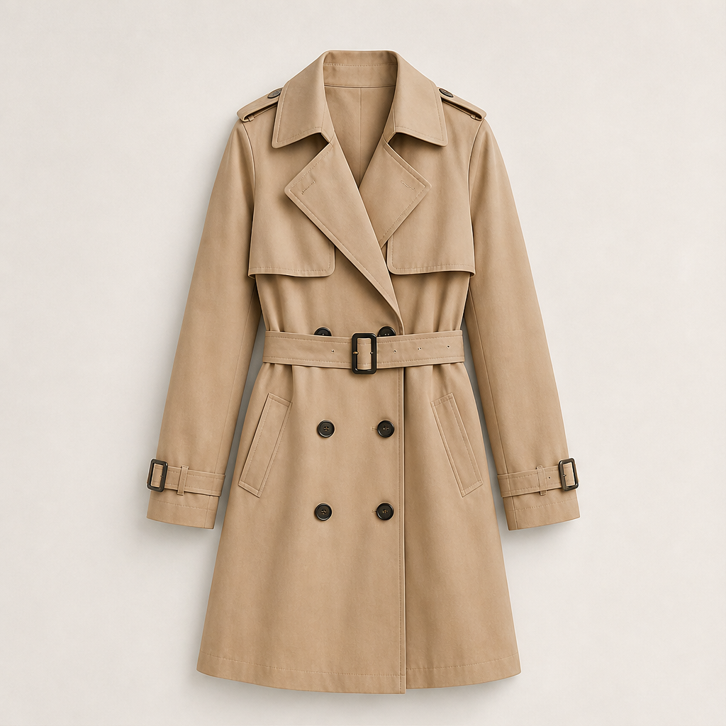 Brenvike | Damen Wintermantel Trenchcoat Midi - Camel - Image 5