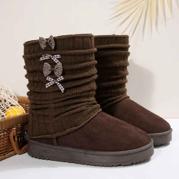 Brenvilda | Damen Winterstiefel mit Strickschaft - Dark Brown - Image 1