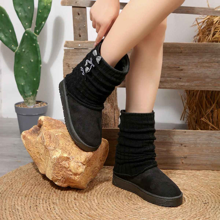 Brenvilda | Damen Winterstiefel mit Strickschaft - Dark Brown - Image 11