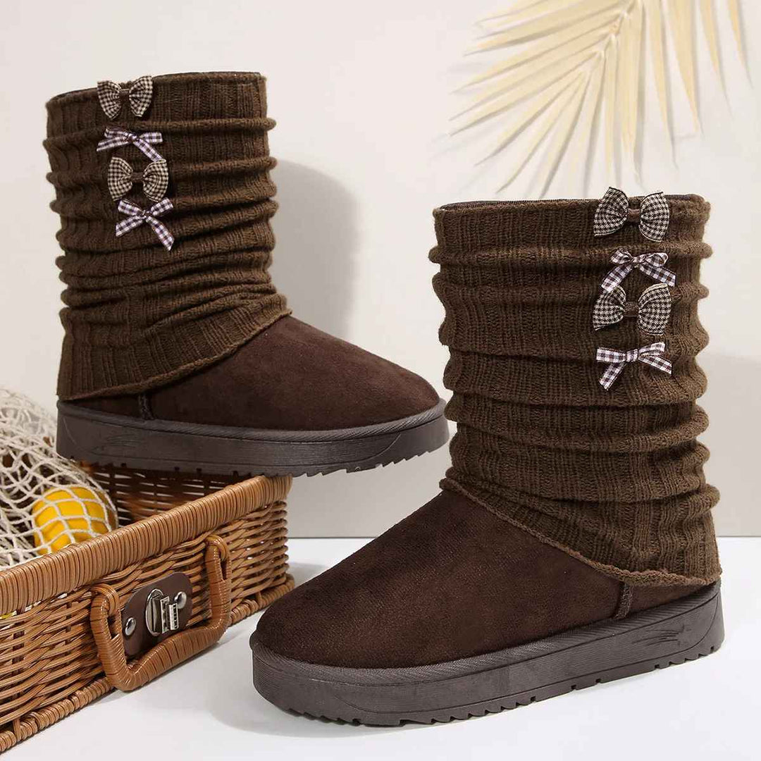 Brenvilda | Damen Winterstiefel mit Strickschaft - Dark Brown - Image 2