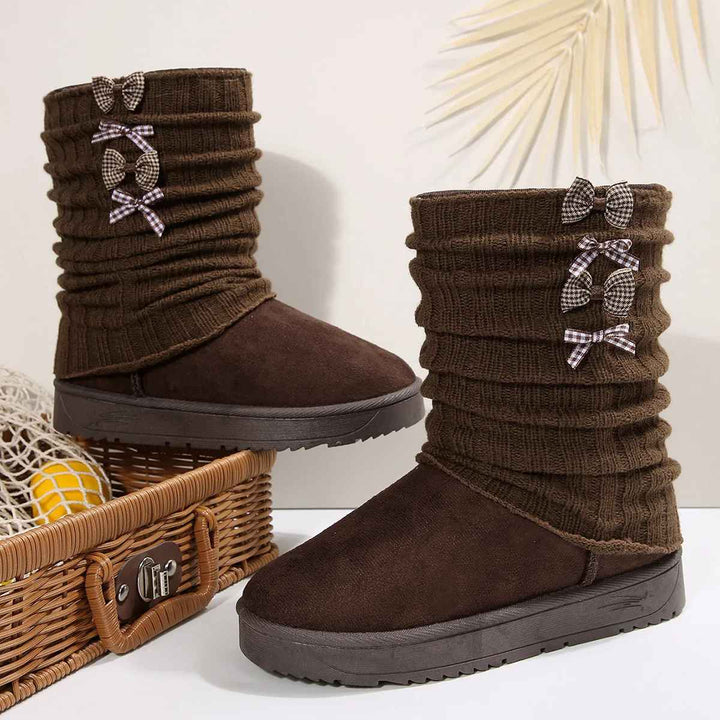 Brenvilda | Damen Winterstiefel mit Strickschaft - Dark Brown - Image 2