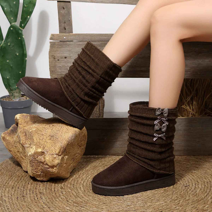 Brenvilda | Damen Winterstiefel mit Strickschaft - Dark Brown - Image 3