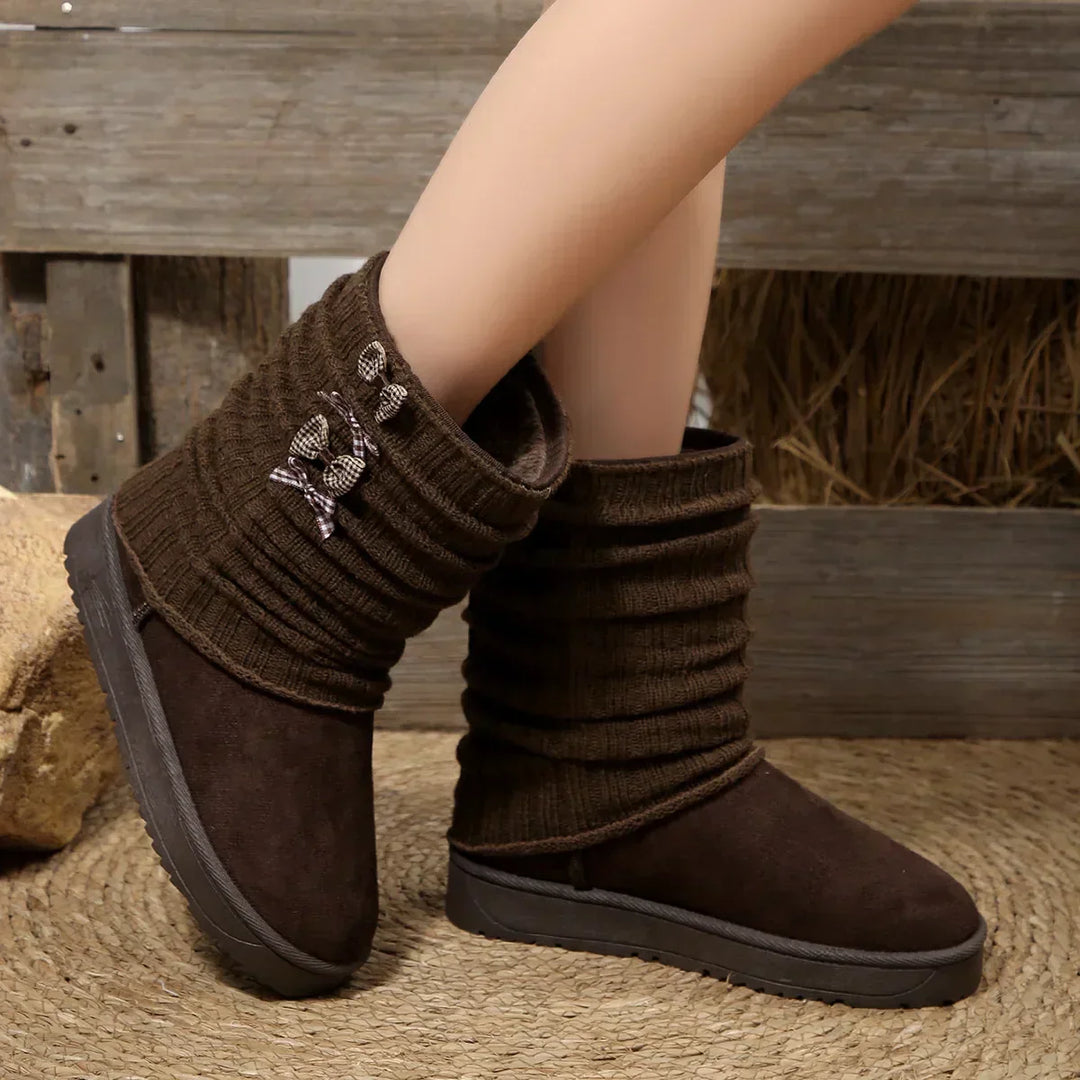 Brenvilda | Damen Winterstiefel mit Strickschaft - Dark Brown - Image 4