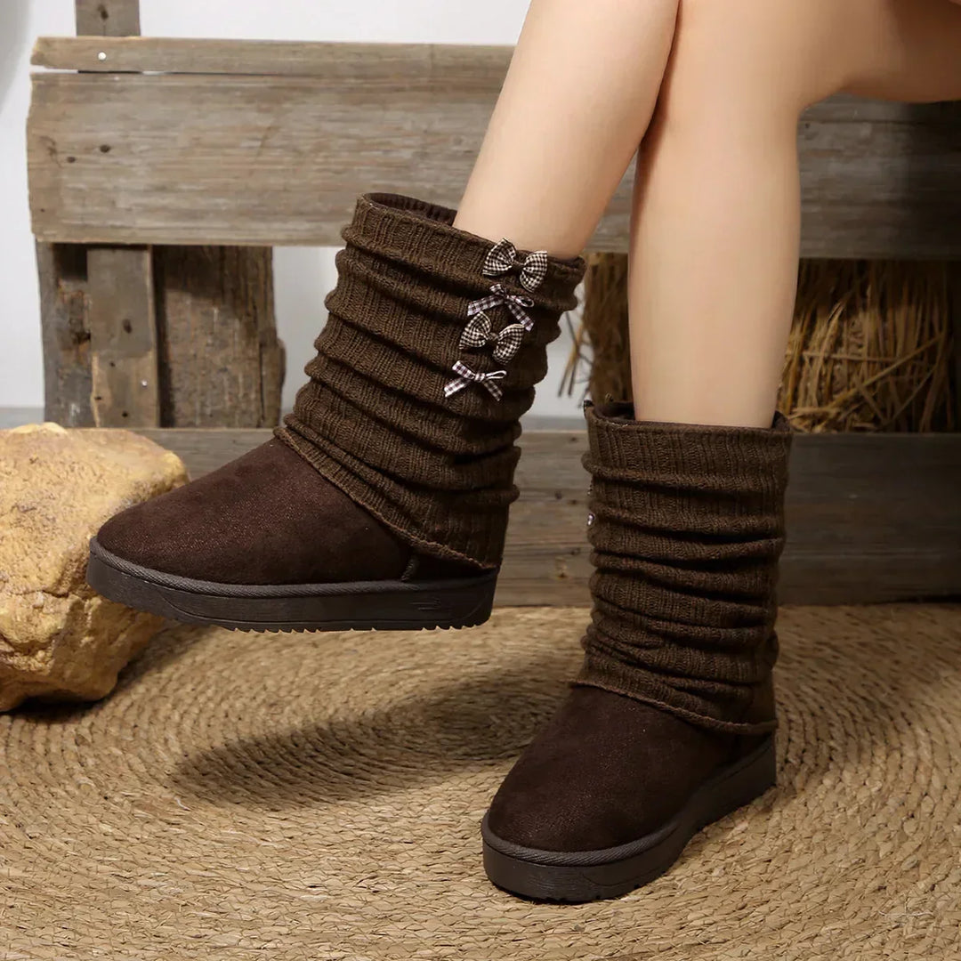 Brenvilda | Damen Winterstiefel mit Strickschaft - Dark Brown - Image 6