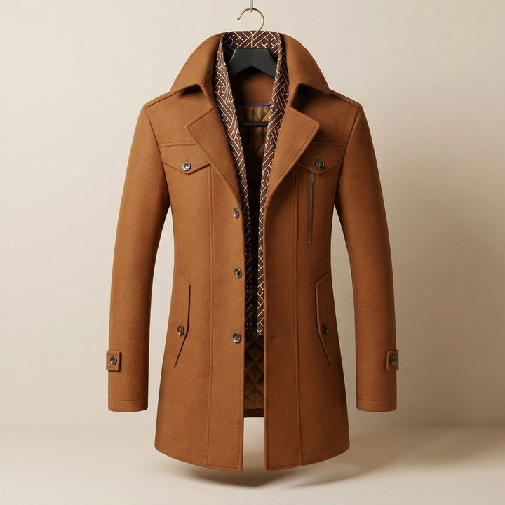 Brenwald | Herren Wintermantel Wollmantel mit Schal - Camel - Image 1