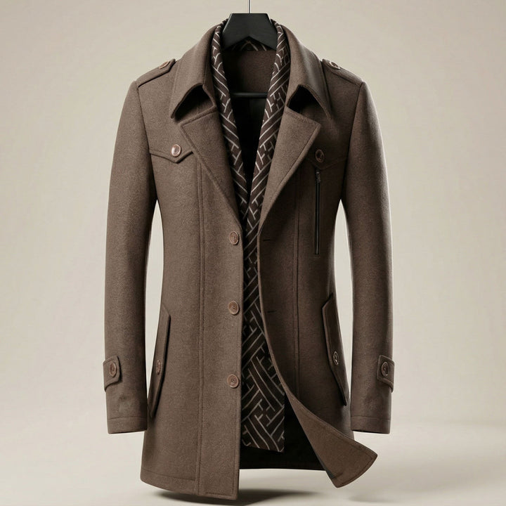 Brenwald | Herren Wintermantel Wollmantel mit Schal - Camel - Image 5