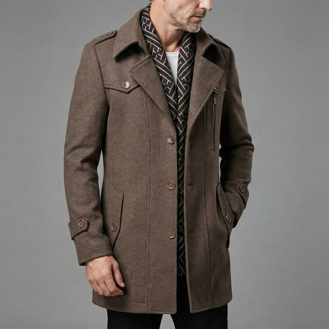Brenwald | Herren Wintermantel Wollmantel mit Schal - Camel - Image 6