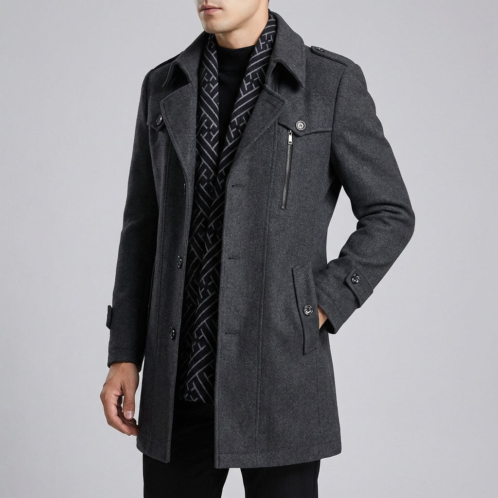 Brenwald | Herren Wintermantel Wollmantel mit Schal - Camel - Image 7