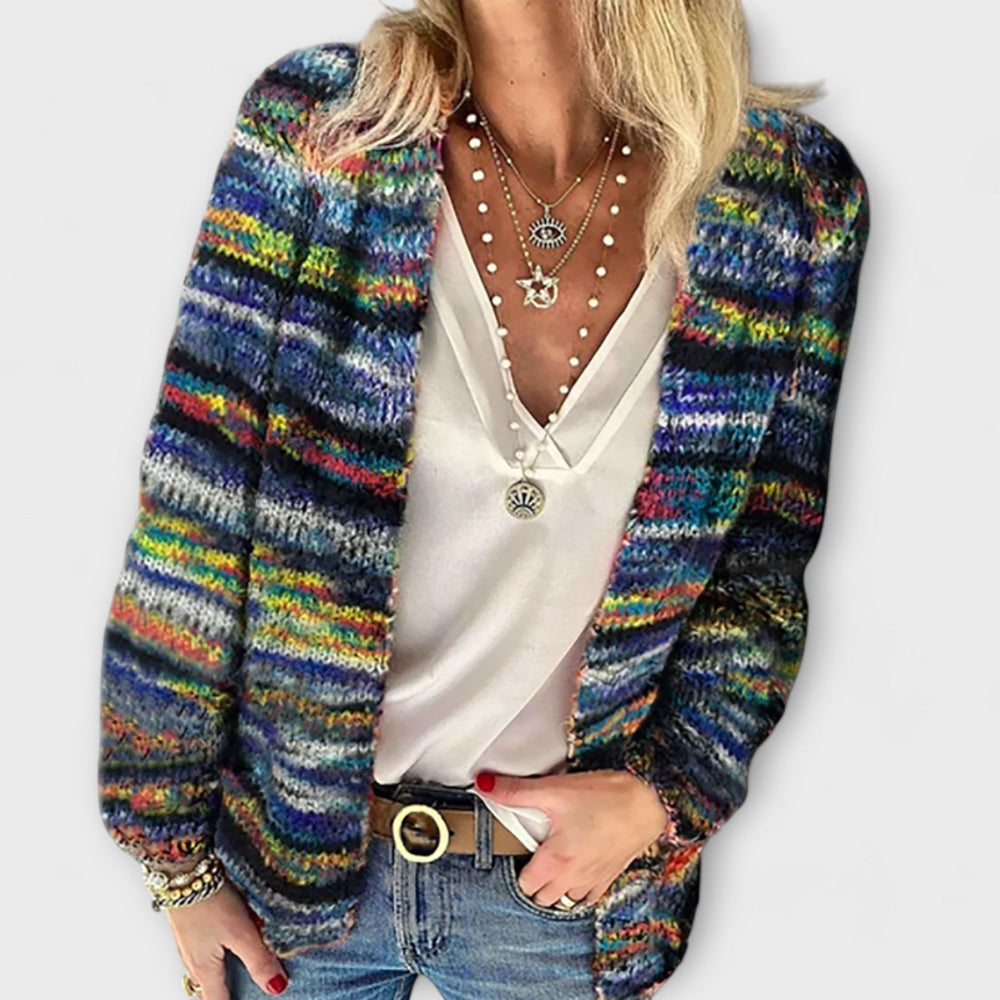 Brindis | Women's Open-Front Striped Knit Cardigan - Image 2