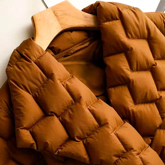 Britta | Damen Gesteppte Winterjacke mit Gürtel - Camel - Image 3