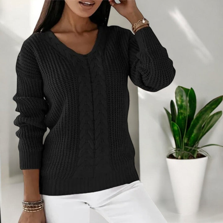 Brunwina | Damen Strickpullover mit Zopfmuster - Image 2