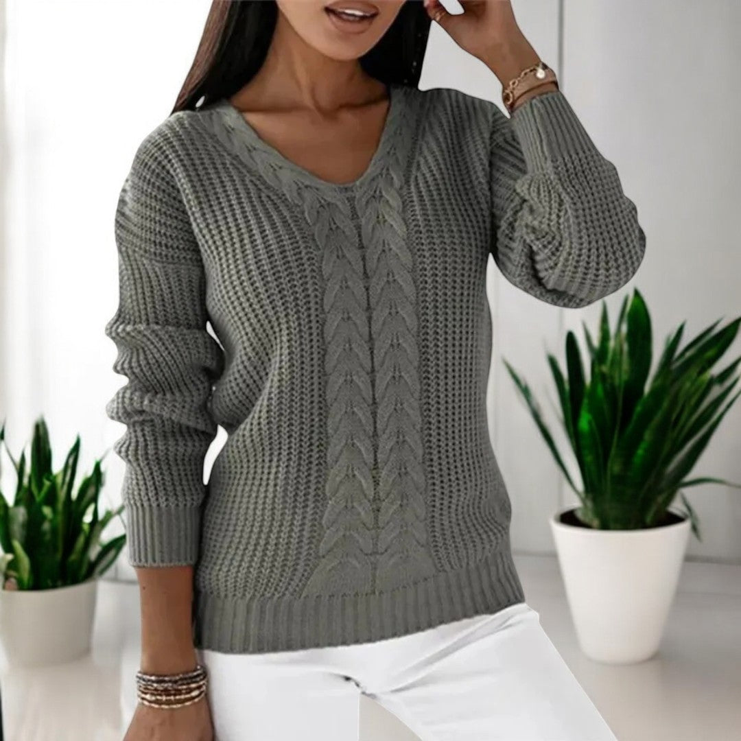 Brunwina | Damen Strickpullover mit Zopfmuster - Image 6