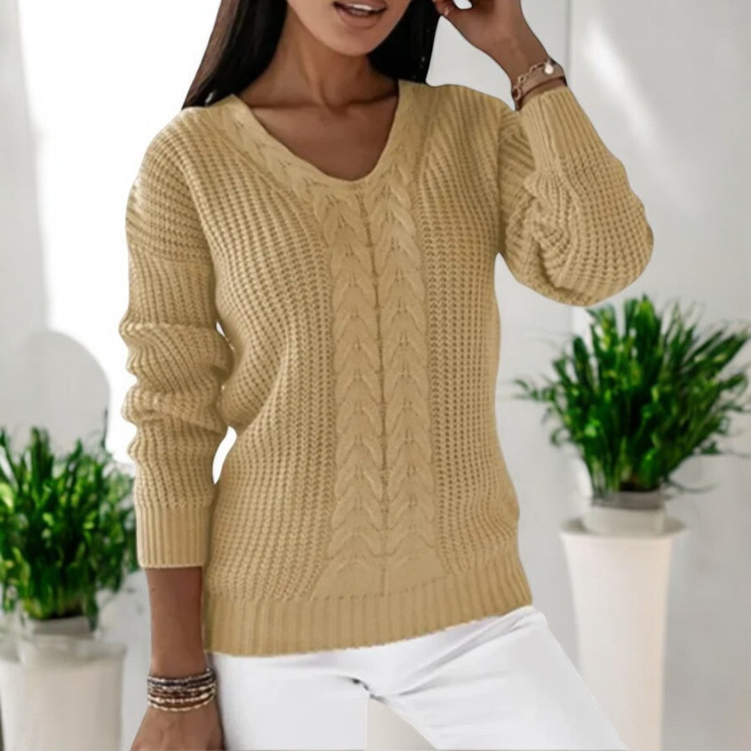 Brunwina | Damen Strickpullover mit Zopfmuster - Image 7