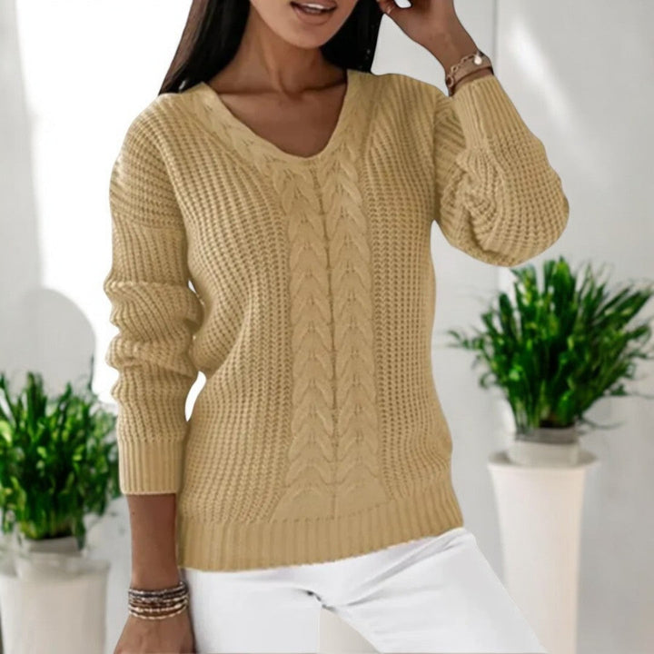 Brunwina | Damen Strickpullover mit Zopfmuster - Image 7