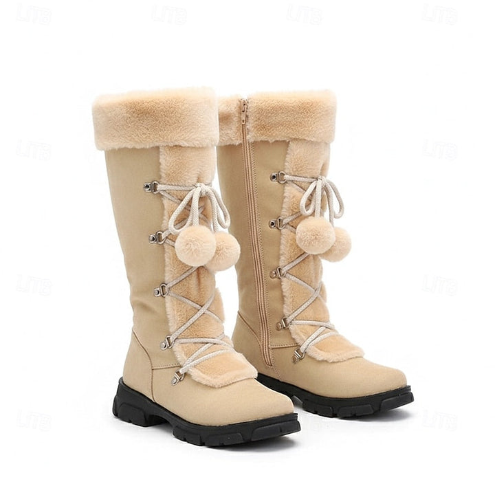 Bryndeka | Damen Kniehohe Winterstiefel mit Fellbesatz - Black - Image 3