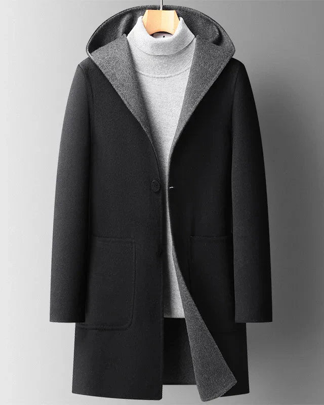 Bryndira | Damen Langer Wintermantel mit Kapuze - Dark Brown - Image 2