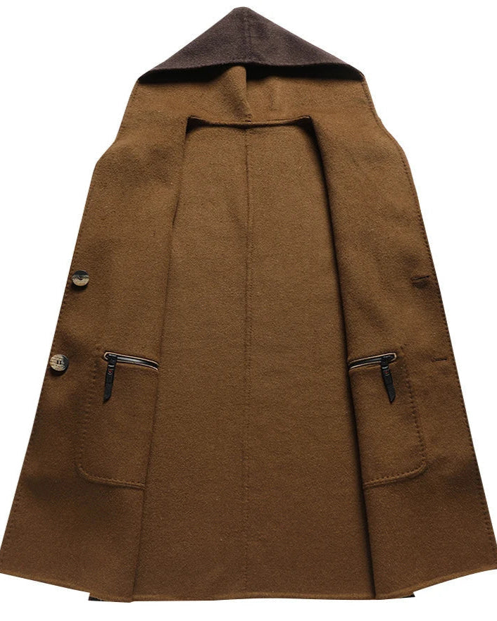 Bryndira | Damen Langer Wintermantel mit Kapuze - Dark Brown - Image 3
