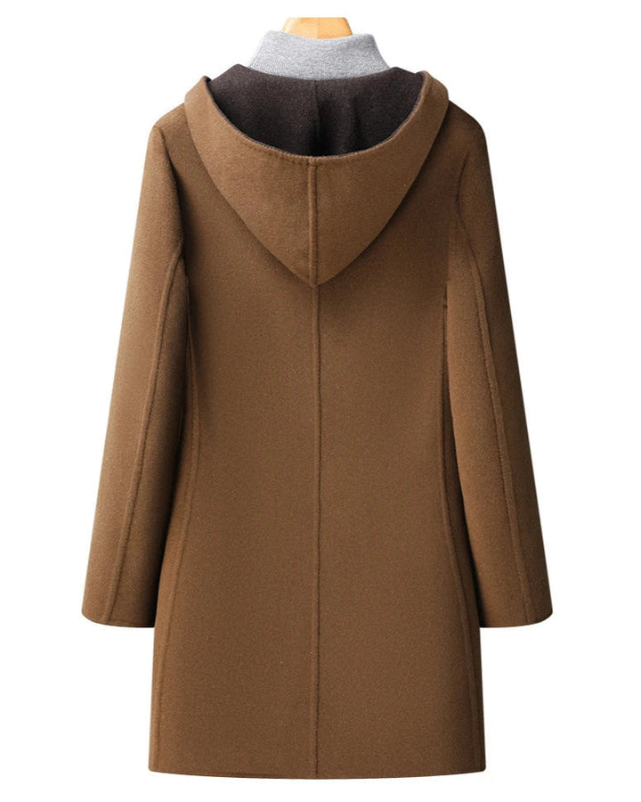 Bryndira | Damen Langer Wintermantel mit Kapuze - Dark Brown - Image 4