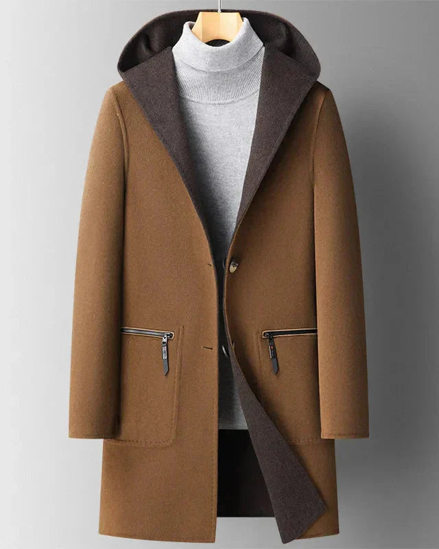 Bryndira | Damen Langer Wintermantel mit Kapuze - Dark Brown - Image 5