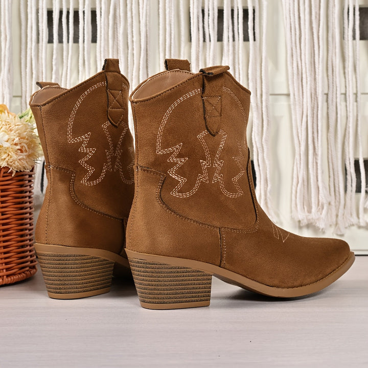Bryndora | Damen Stiefeletten Western Cowboy Boots - Brown - Image 2