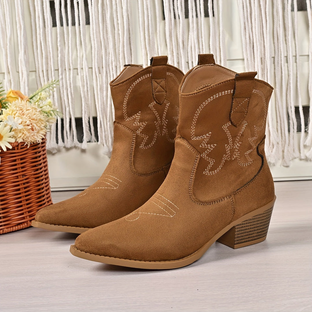 Bryndora | Damen Stiefeletten Western Cowboy Boots - Brown - Image 7