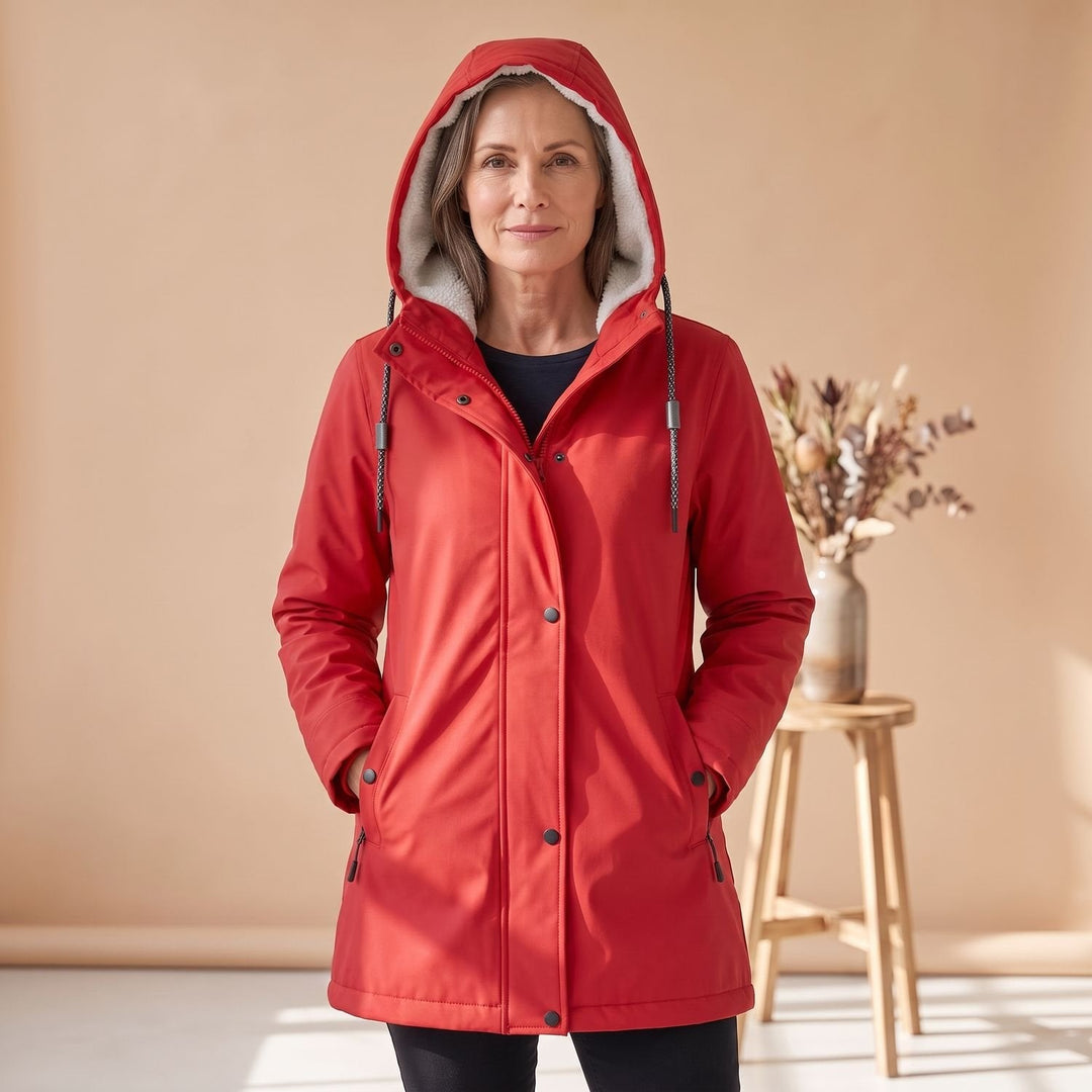 Brynheld | Damen Winterjacke Sherpa-gefüttert Kapuzen-Parka - Burgundy - Image 11