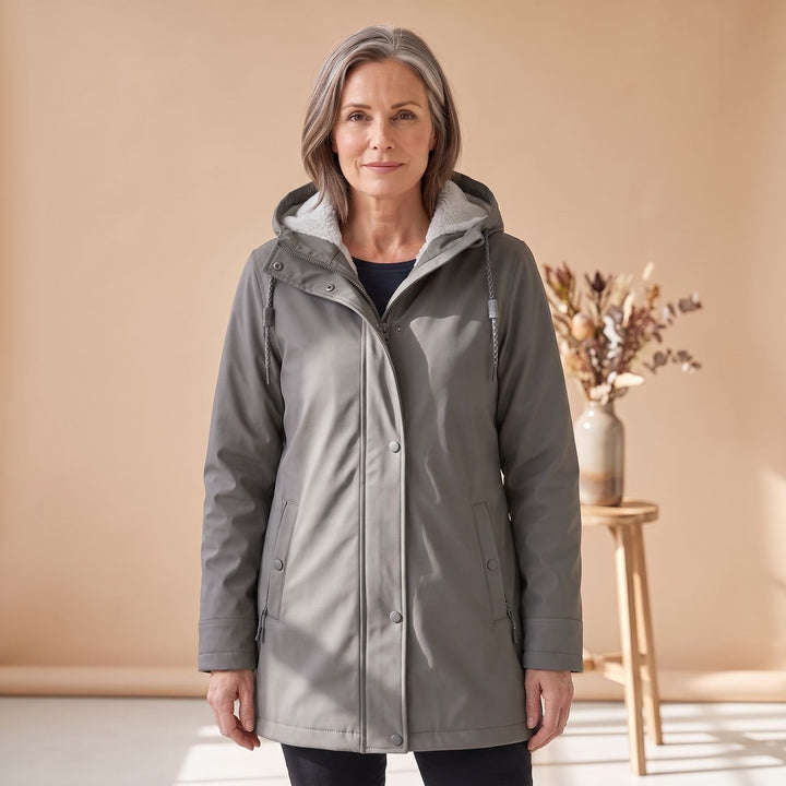 Brynheld | Damen Winterjacke Sherpa-gefüttert Kapuzen-Parka - Burgundy - Image 12