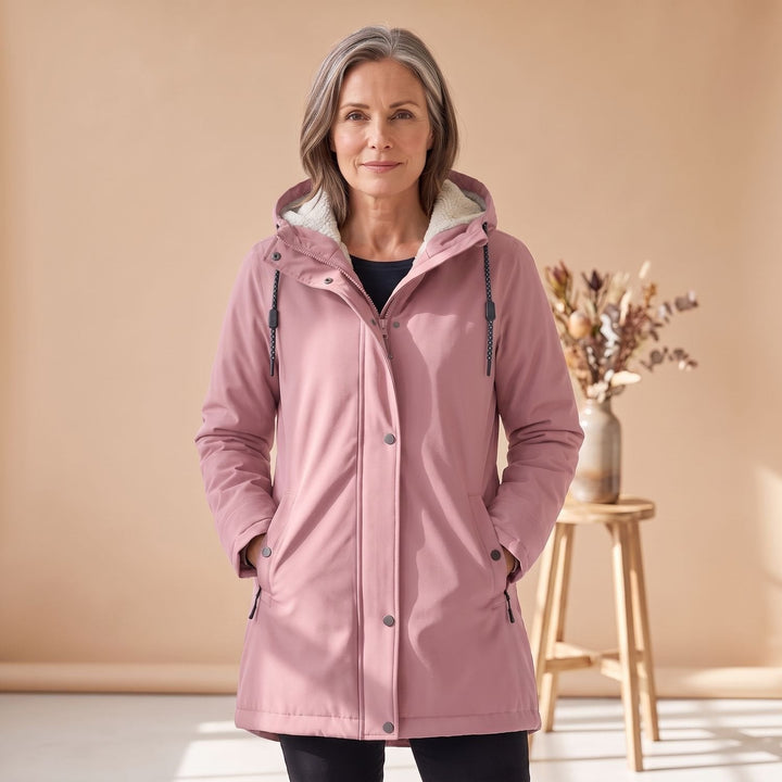 Brynheld | Damen Winterjacke Sherpa-gefüttert Kapuzen-Parka - Burgundy - Image 13