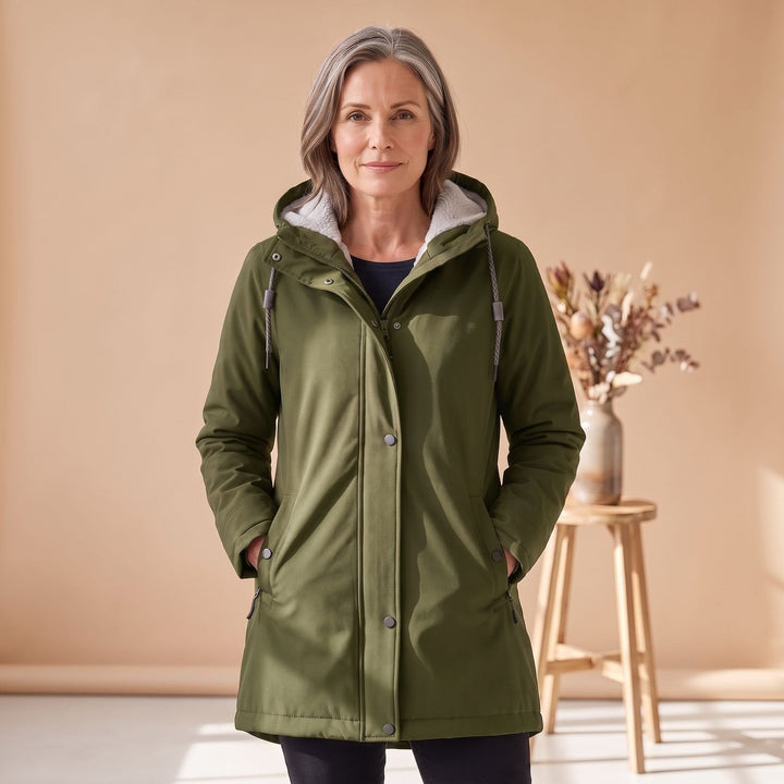 Brynheld | Damen Winterjacke Sherpa-gefüttert Kapuzen-Parka - Burgundy - Image 14