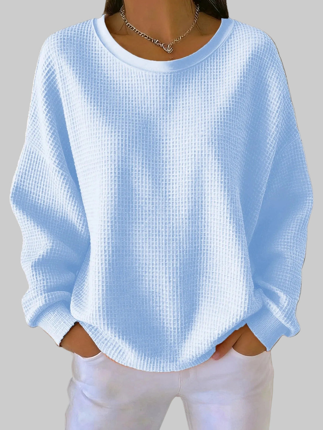 Brynolde | Damen Waffel-Pullover Oversize Rundhals - Image 10