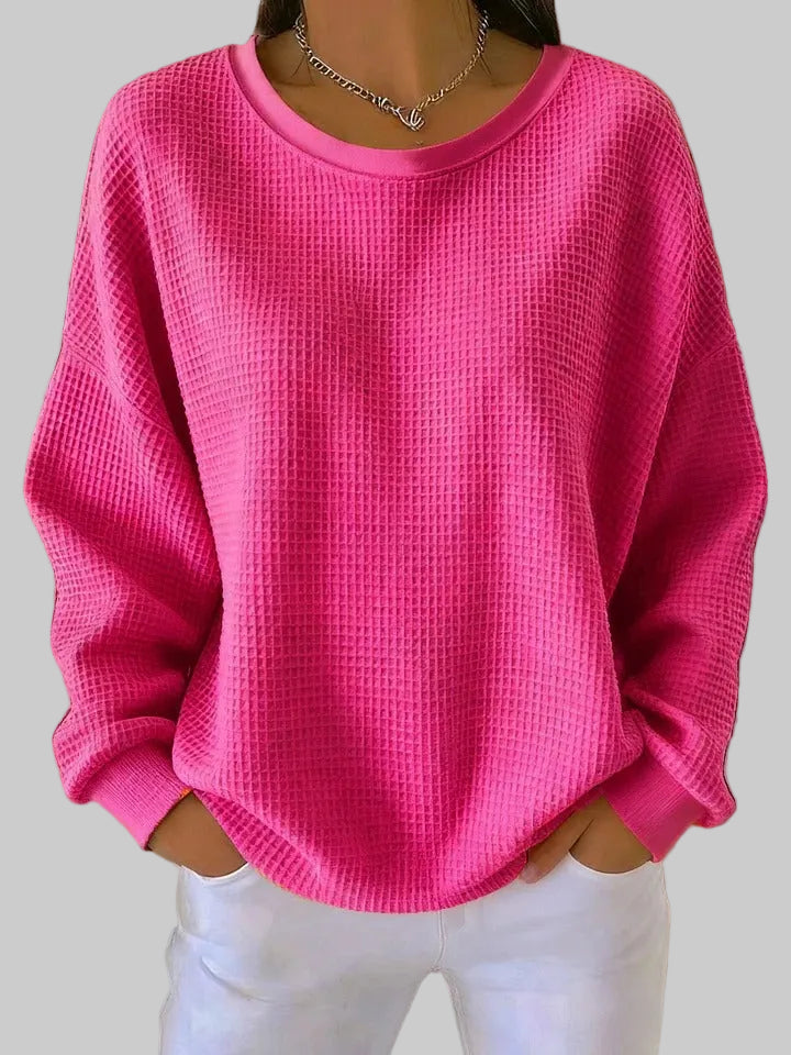Brynolde | Damen Waffel-Pullover Oversize Rundhals - Image 2