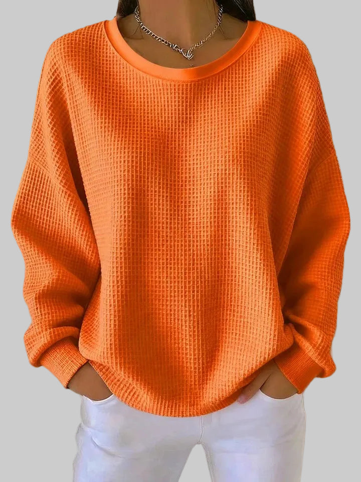 Brynolde | Damen Waffel-Pullover Oversize Rundhals - Image 3