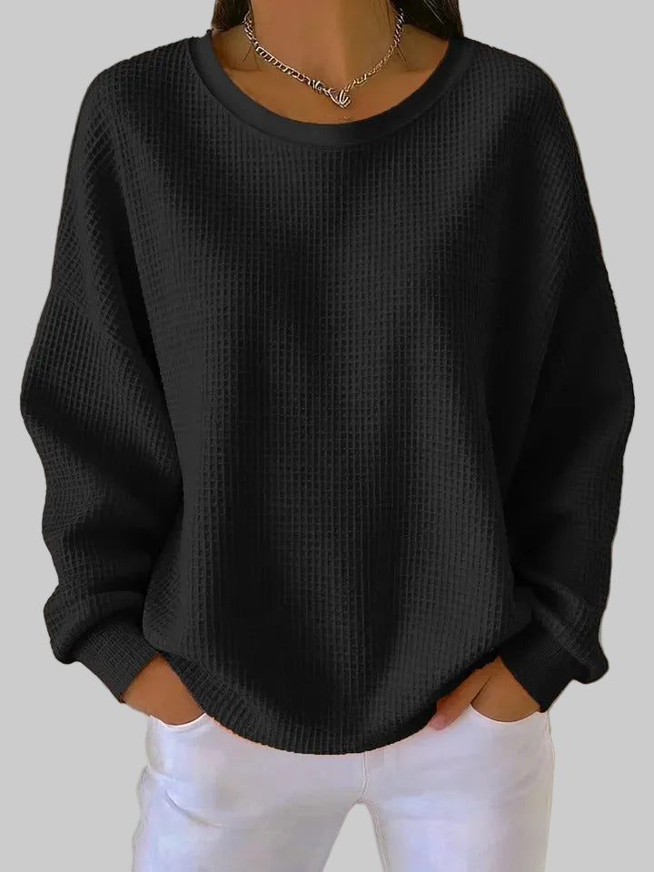 Brynolde | Damen Waffel-Pullover Oversize Rundhals - Image 4