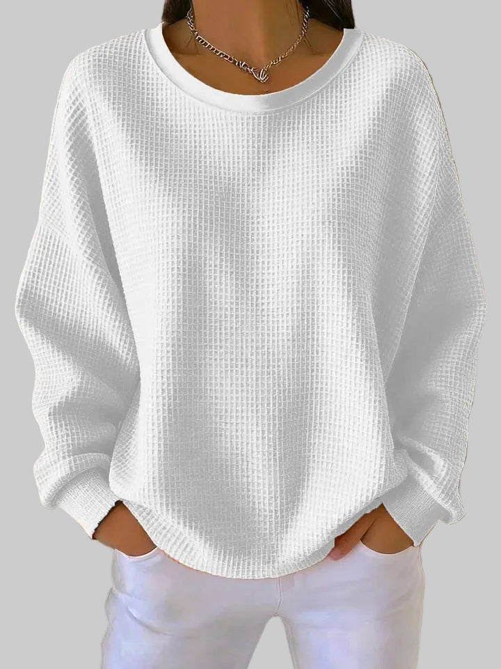 Brynolde | Damen Waffel-Pullover Oversize Rundhals - Image 5