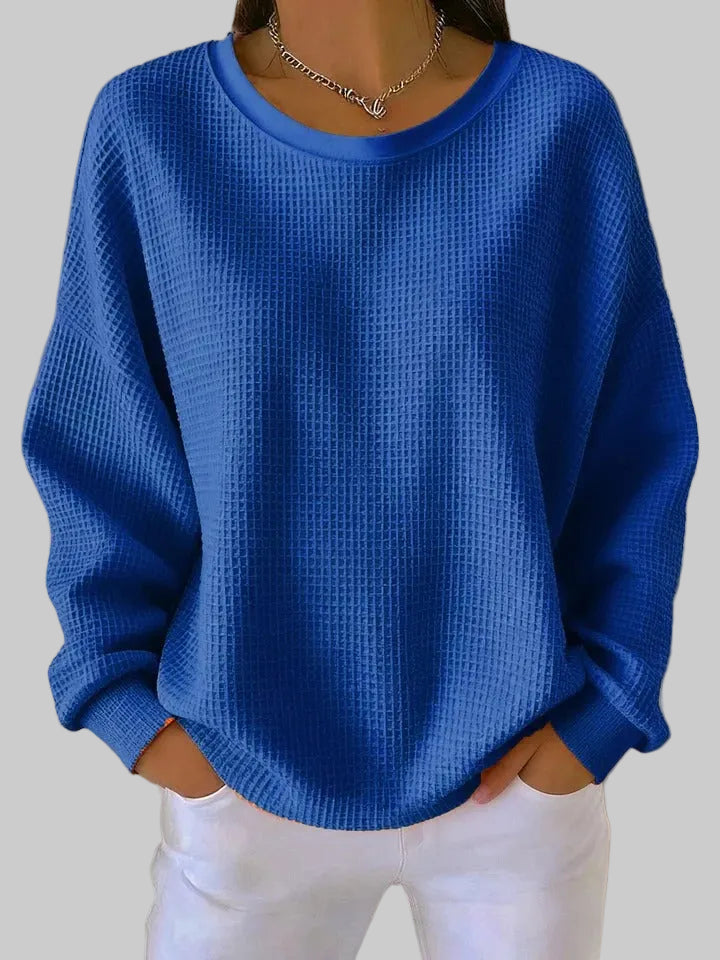 Brynolde | Damen Waffel-Pullover Oversize Rundhals - Image 6