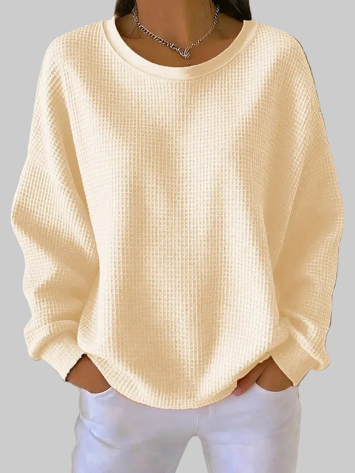 Brynolde | Damen Waffel-Pullover Oversize Rundhals - Image 7