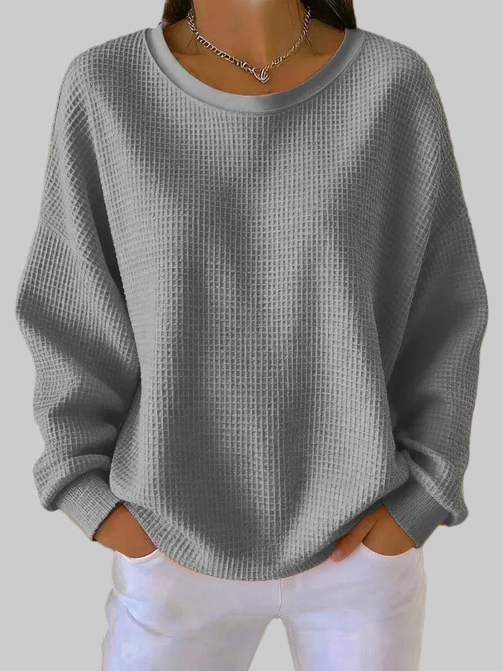Brynolde | Damen Waffel-Pullover Oversize Rundhals - Image 8