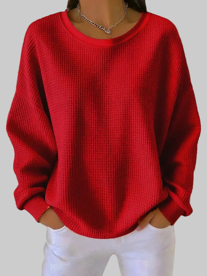 Brynolde | Damen Waffel-Pullover Oversize Rundhals - Image 9