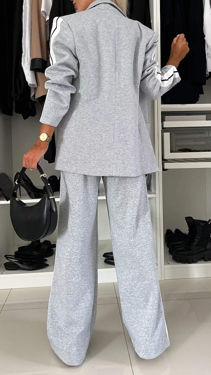 Brynveld | Damen Jacken-Set Joggingstreifen Grau - Light Grey - Image 4