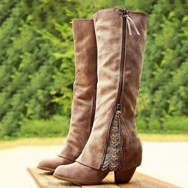 Brynveld | Damen Kniehohe Stiefel mit Blockabsatz - Image 1
