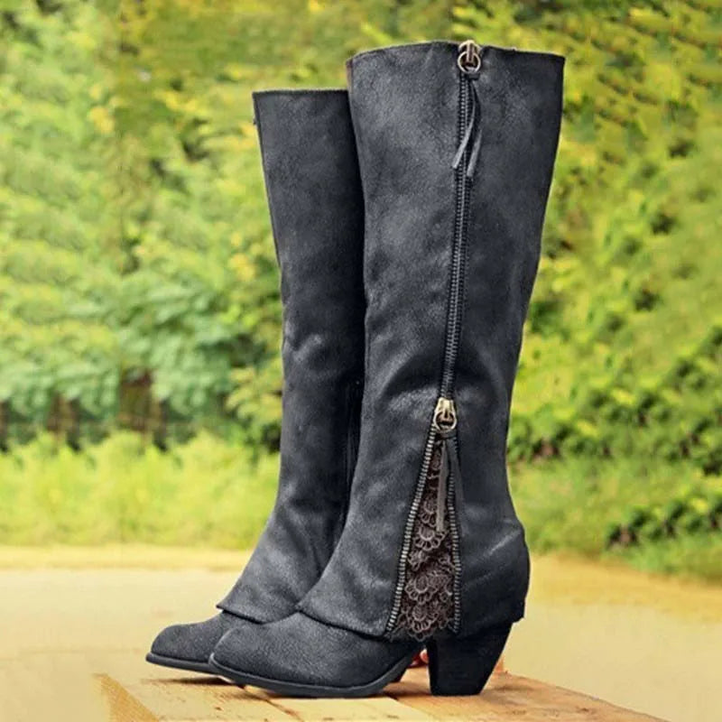 Brynveld | Damen Kniehohe Stiefel mit Blockabsatz - Image 2