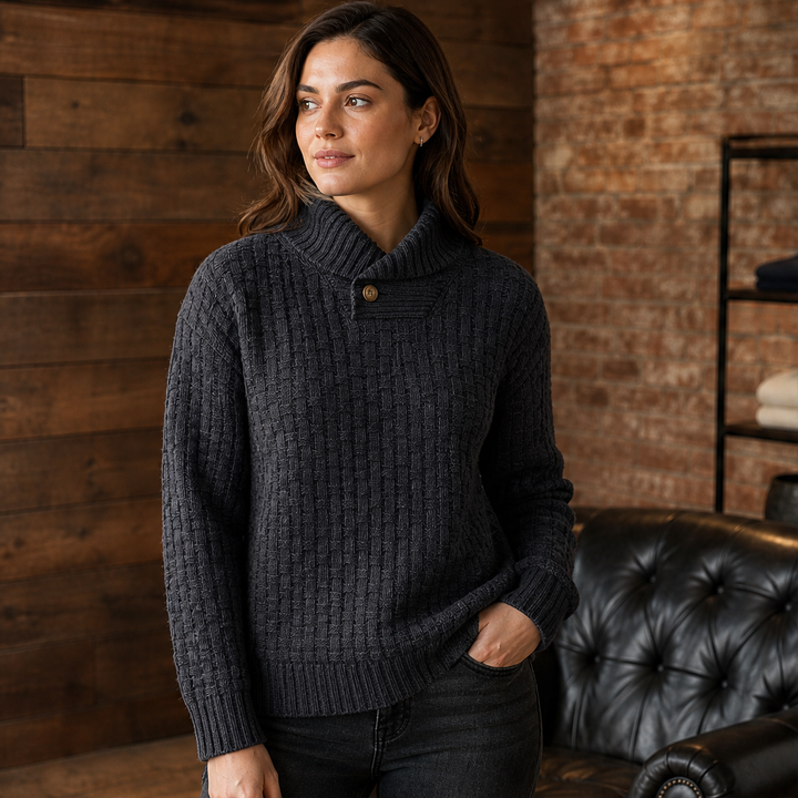 Brynveld | Damen Strickpullover mit Strukturmuster - Dark Grey - Image 1