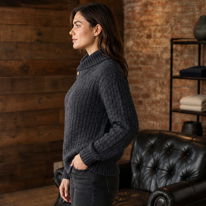 Brynveld | Damen Strickpullover mit Strukturmuster - Dark Grey - Image 2