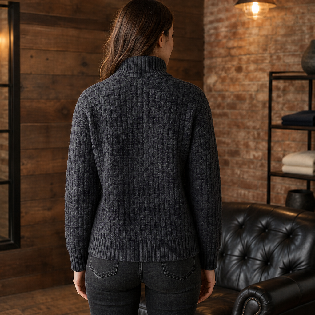Brynveld | Damen Strickpullover mit Strukturmuster - Dark Grey - Image 3