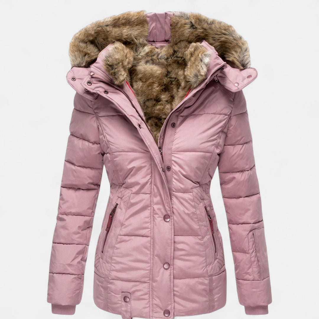Brynveld | Damen Winterjacke mit Kunstfell-Kapuze - Pink - Image 1