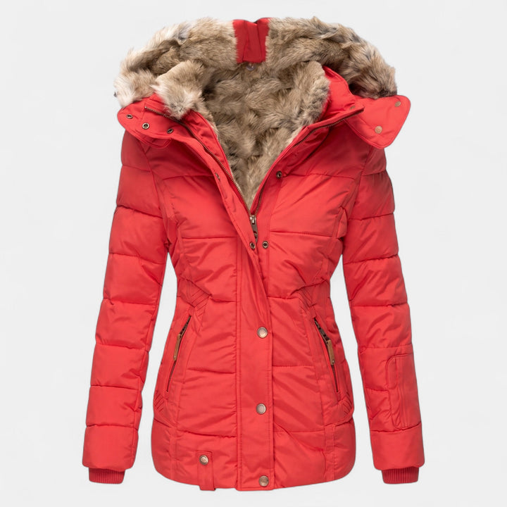 Brynveld | Damen Winterjacke mit Kunstfell-Kapuze - Pink - Image 2