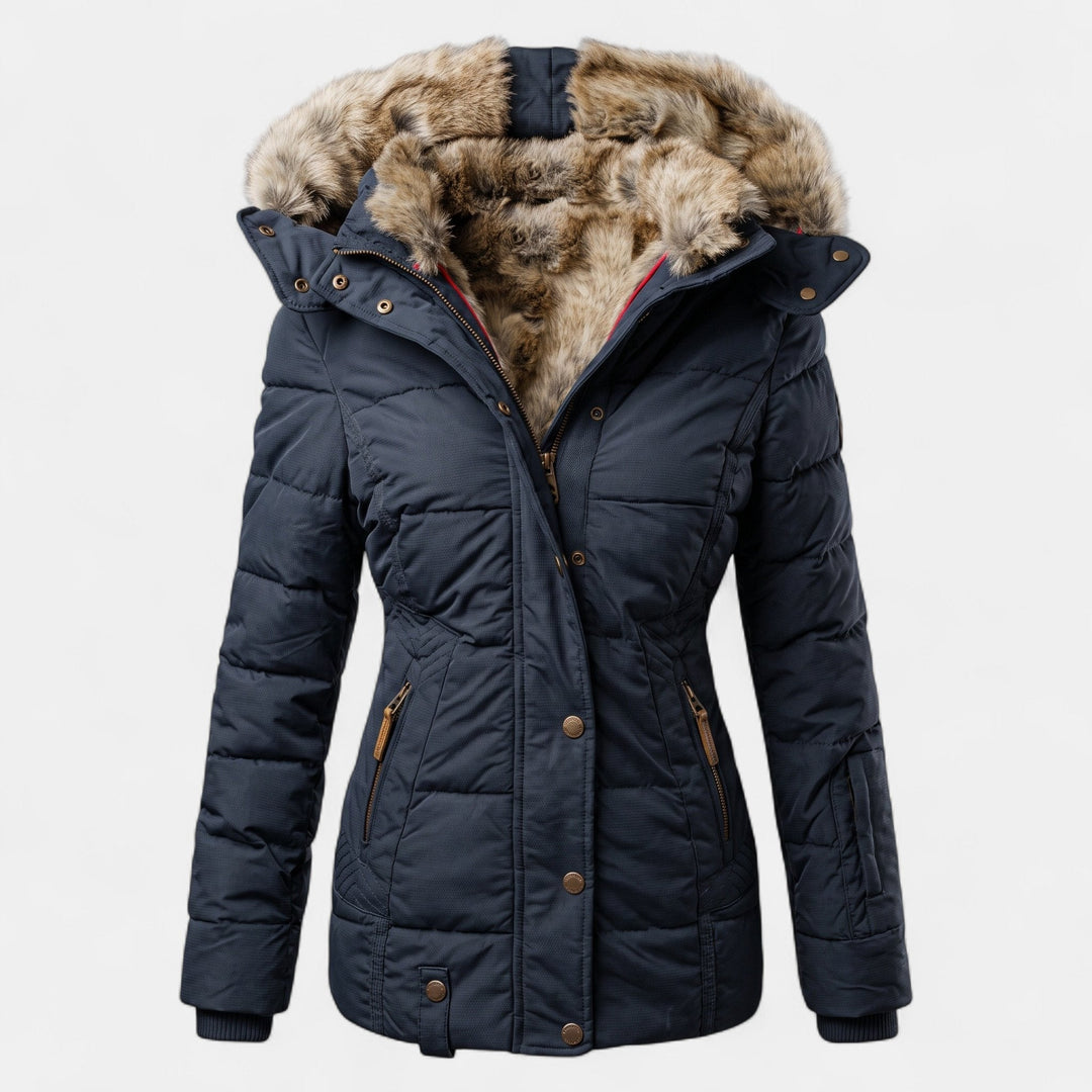 Brynveld | Damen Winterjacke mit Kunstfell-Kapuze - Pink - Image 4