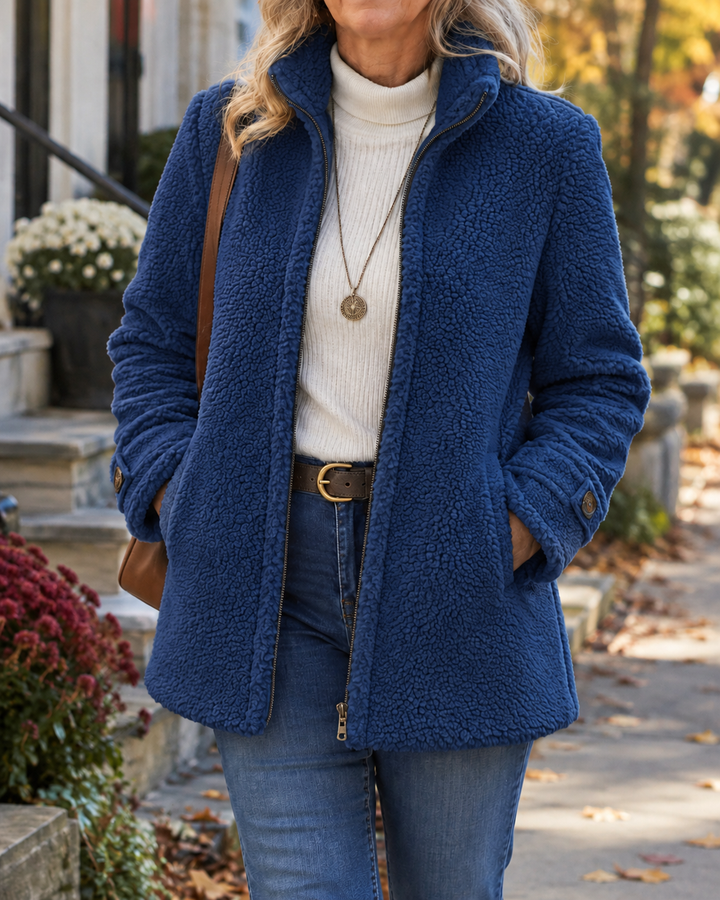 Brynveld | Damen Wintermantel Teddyfleece mit Stehkragen - Pink - Image 4