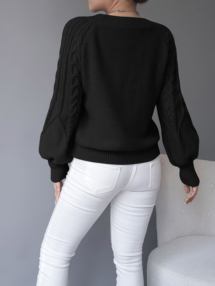 Caldra | Damen Zopfmuster Strickpullover - Taupe - Image 19