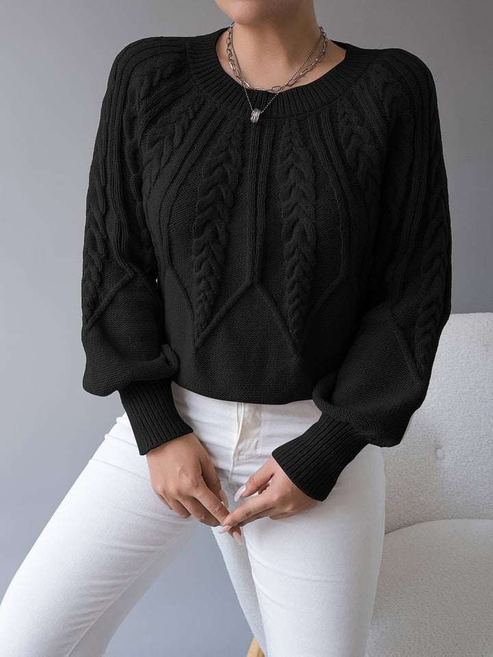 Caldra | Damen Zopfmuster Strickpullover - Taupe - Image 22